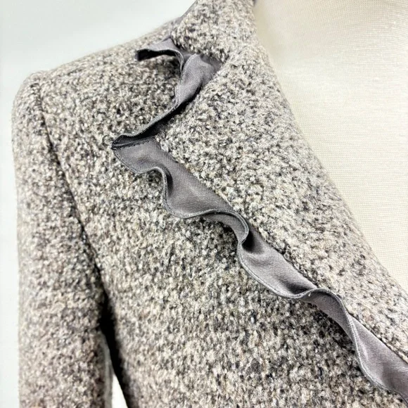 Armani Collezioni Brown/Gray Wool and Angora Ruffle Jacket - Picture 4 of 7